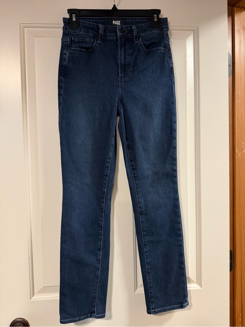 Paige Women’s High Rise Straight Leg Jeans Size 26 Dark Wash Stretch Denim Gemma